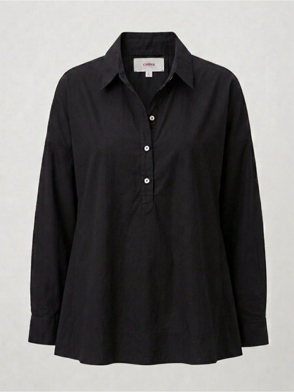 Xirena Tesse Black Button Up Pullover Blouse Size Large
